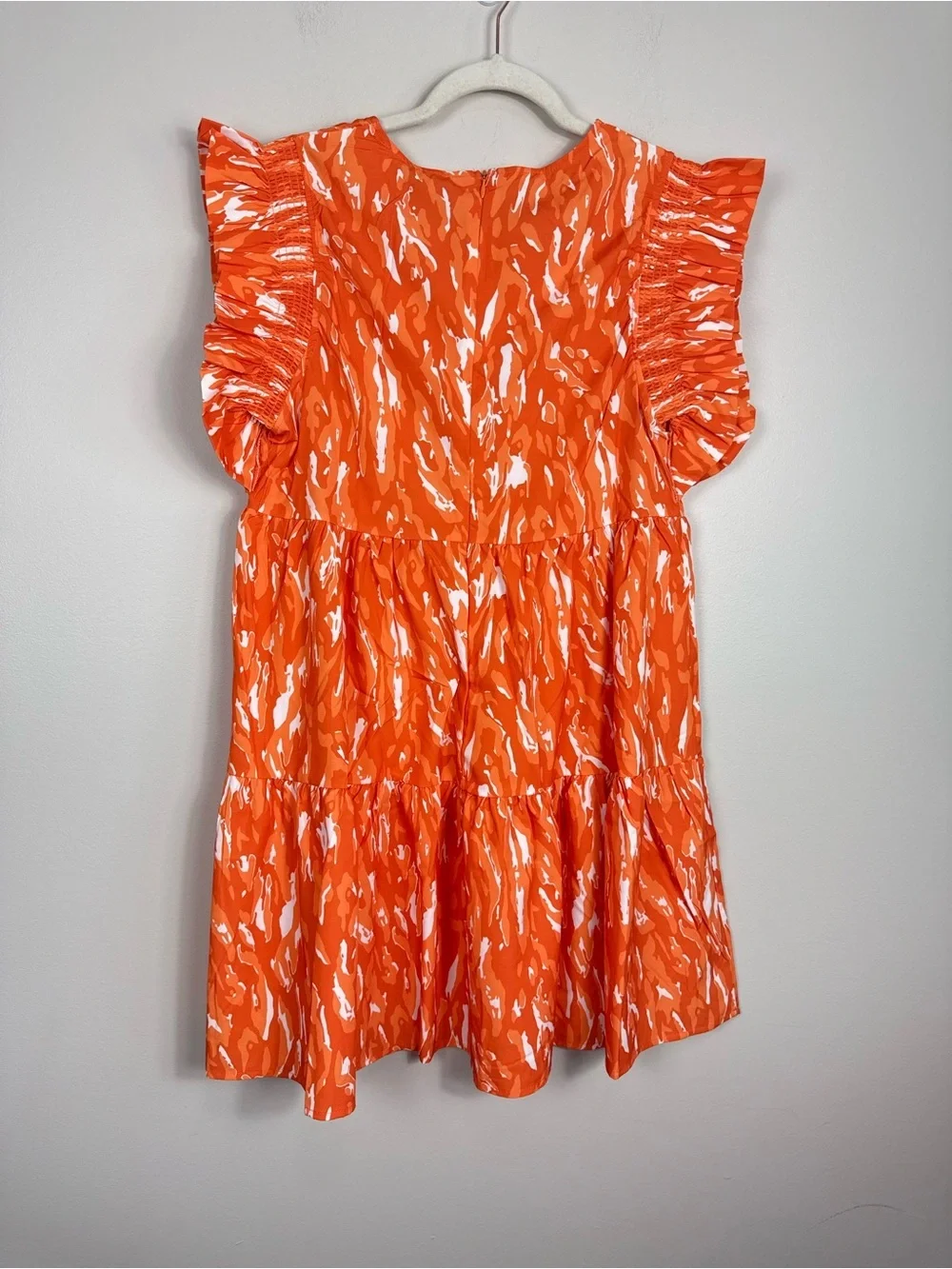 Michelle Mcdowell Everly Dress Women Medium Smocked White Orange Football Sport
